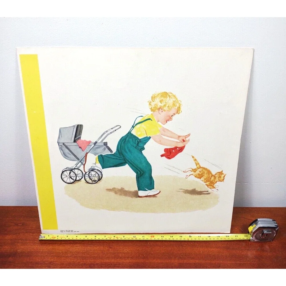 VTG 1960’s Dick Jane and Sally Oversized Teachers Big Book Poster Card 6 11/12